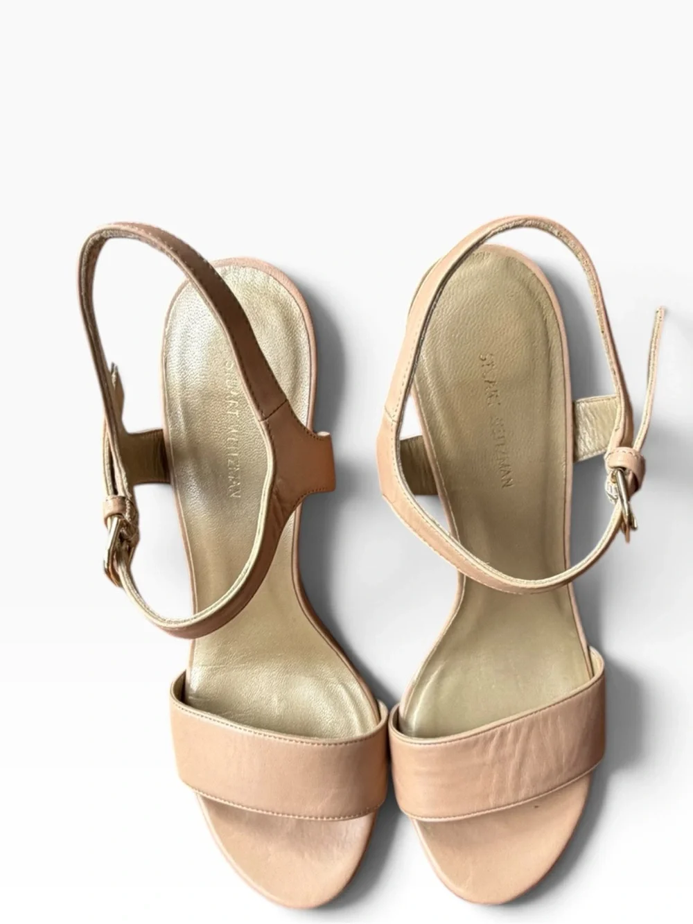 Stuart Weitzman Nude Leather Stiletto Sandals Size 10